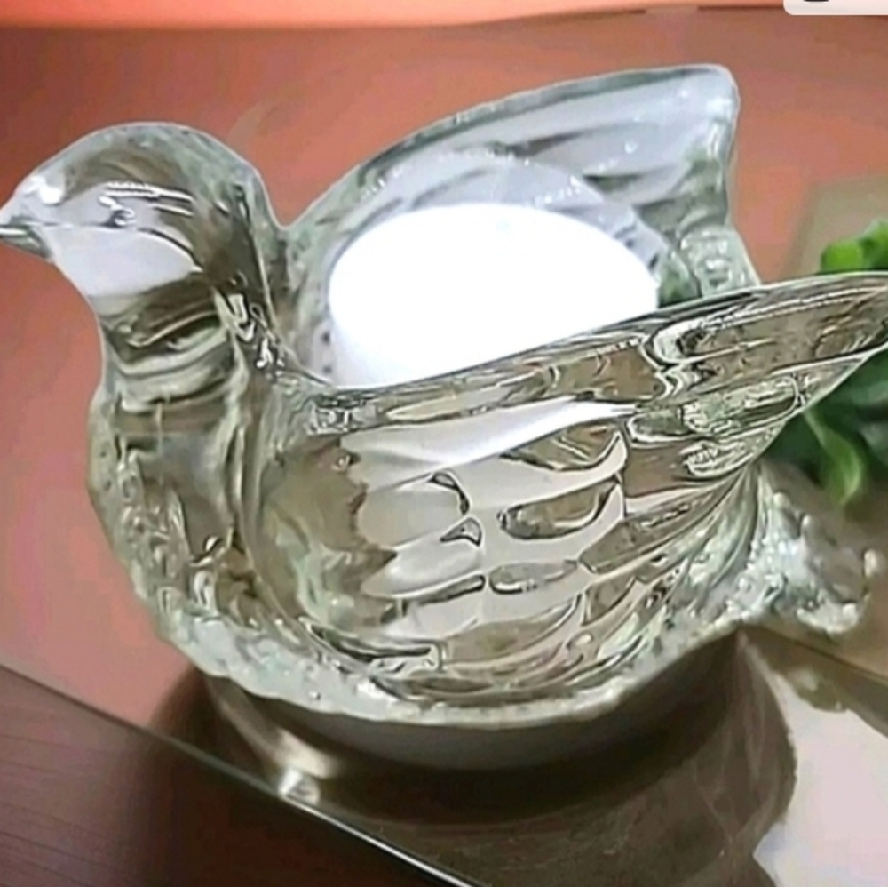 Vintage Avon Glass Dove Tealight Candle Holder - Picture 3 of 6